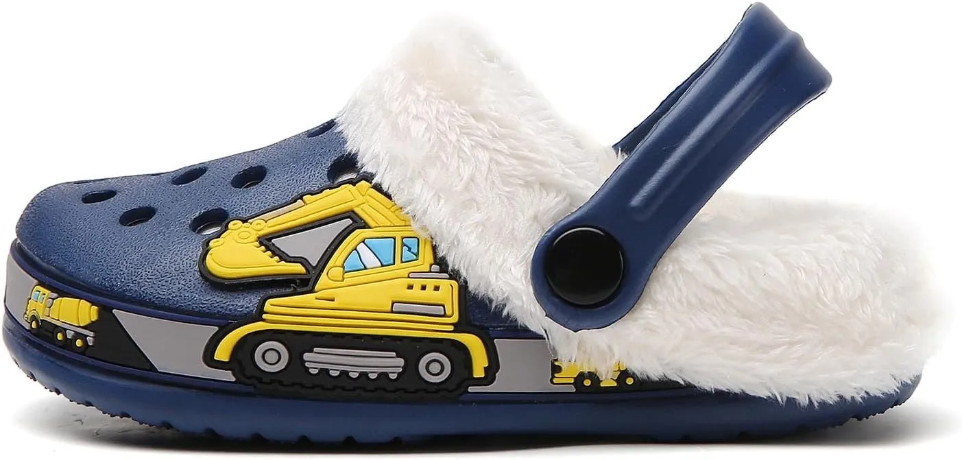 Meidiastra Kids Fur Lined Clogs Shoes Slip On Garden Shoes Non Slip House Home Slippers for Boys Girls