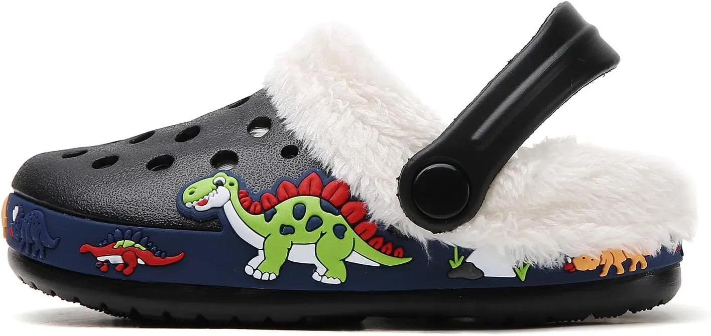 Meidiastra Kids Fur Lined Clogs Shoes Slip On Garden Shoes Non Slip House Home Slippers for Boys Girls