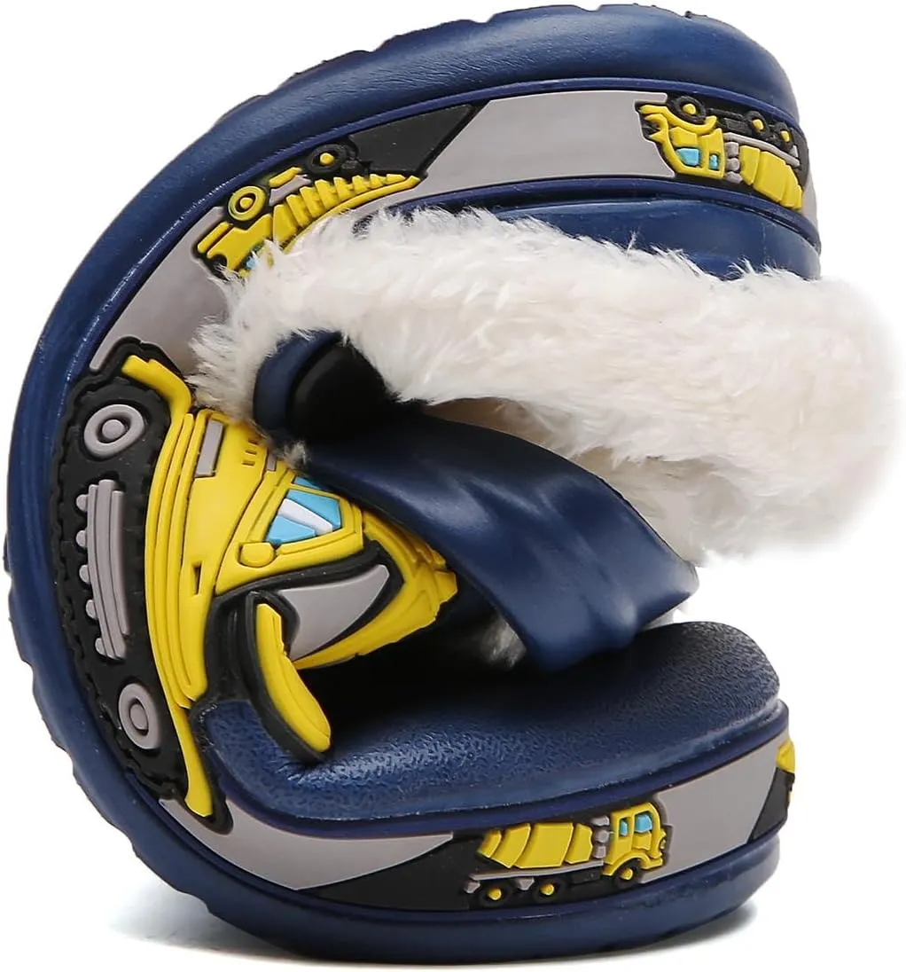 Meidiastra Kids Fur Lined Clogs Shoes Slip On Garden Shoes Non Slip House Home Slippers for Boys Girls