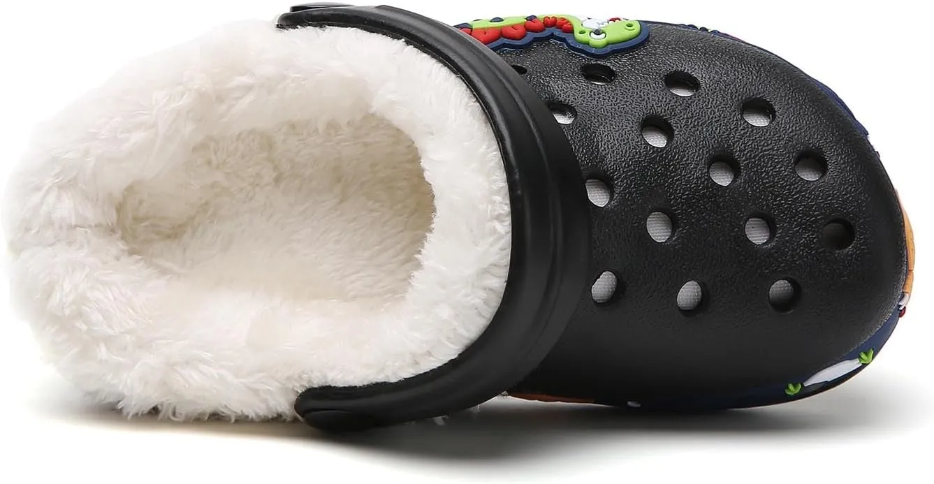Meidiastra Kids Fur Lined Clogs Shoes Slip On Garden Shoes Non Slip House Home Slippers for Boys Girls