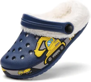 Meidiastra Kids Fur Lined Clogs Shoes Slip On Garden Shoes Non Slip House Home Slippers for Boys Girls