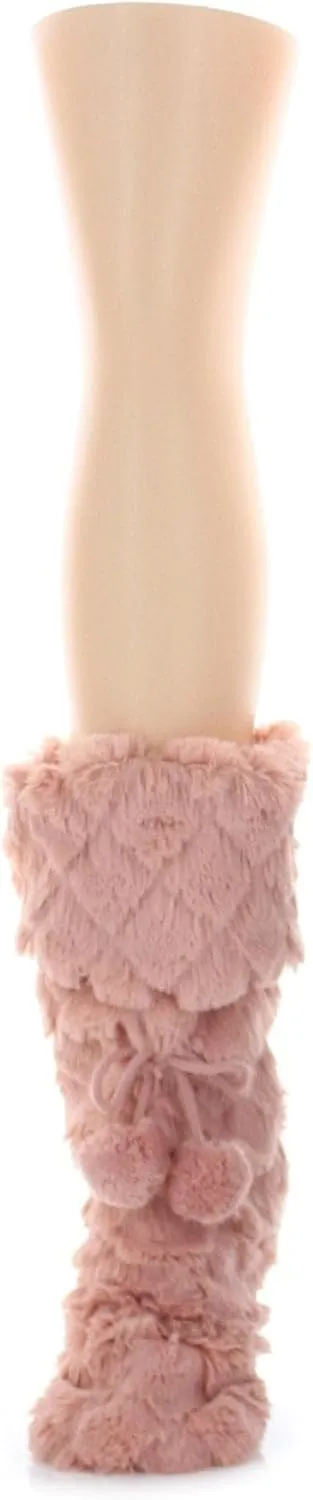 MeMoi Fuzzy Wuzzy Diamond Knit PomPom Slippers