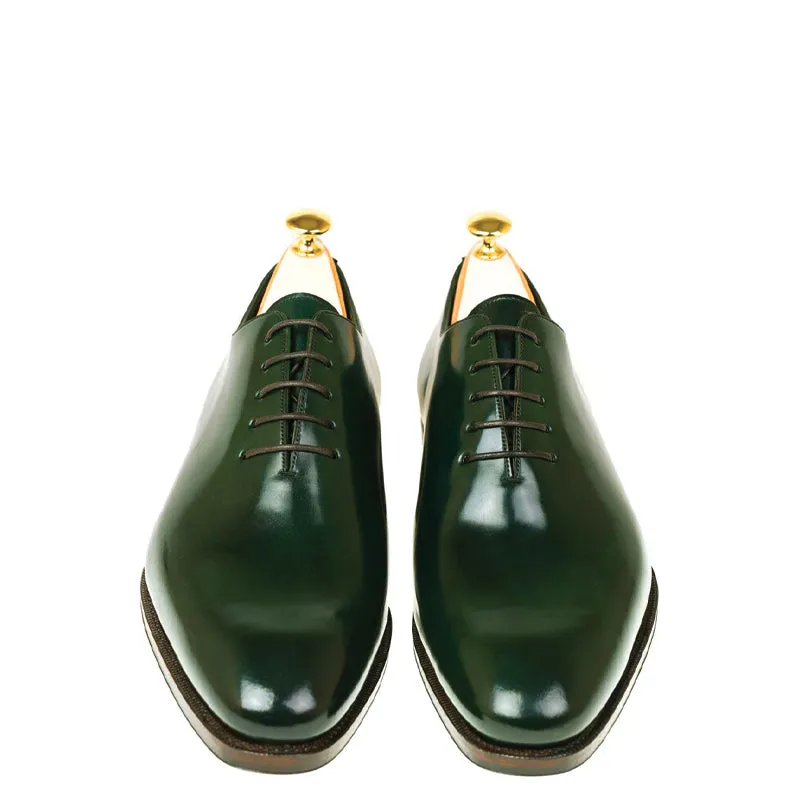 Men Wholecut Plain Shiny Leather Oxford Shoes