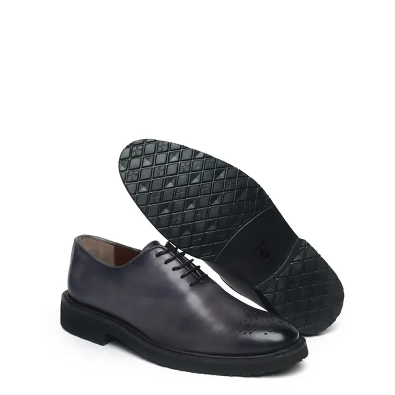 Men Wholecut Shiny Leather Oxford Shoes