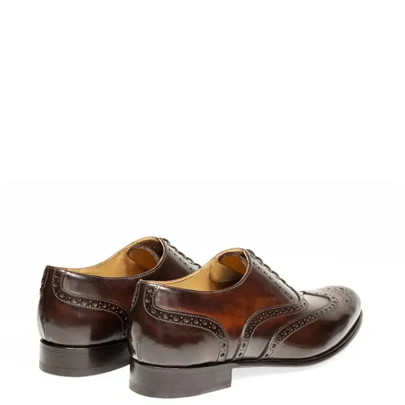 Men Wingtip Shiny Leather Oxford Shoes