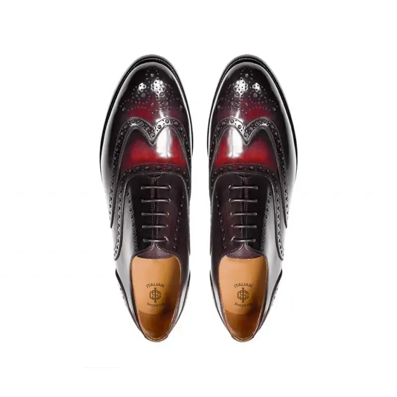 Men Wingtip Shiny Leather Oxford Shoes