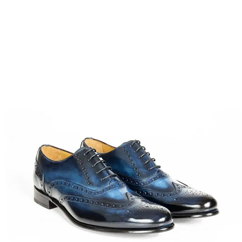 Men Wingtip Shiny Leather Oxford Shoes