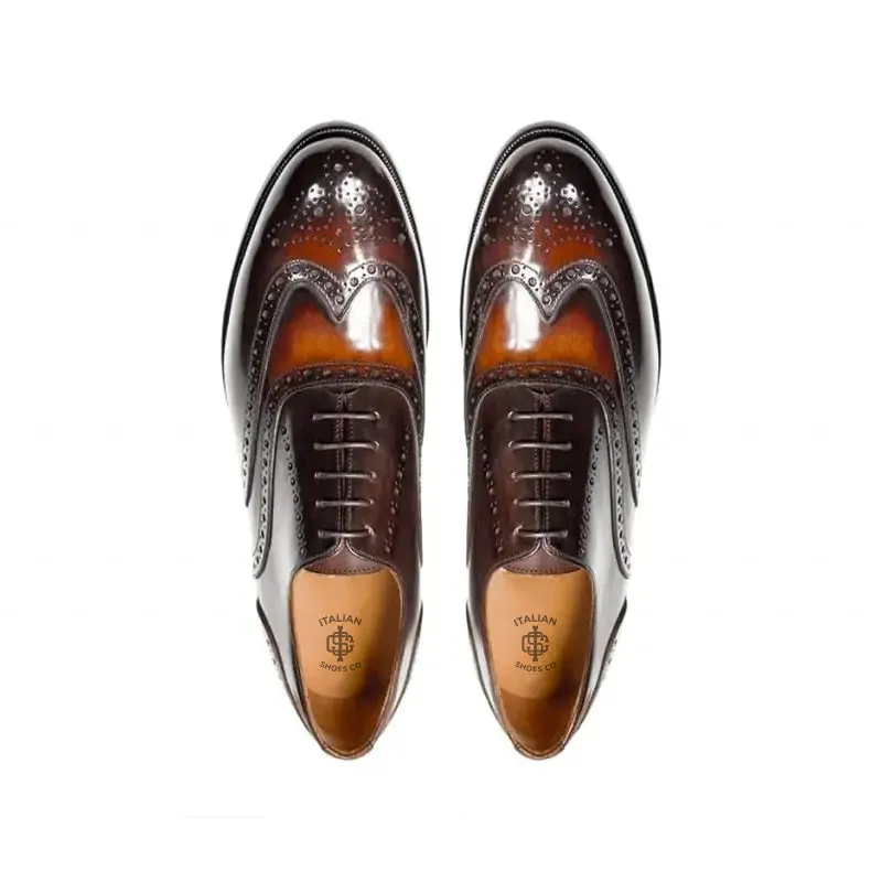 Men Wingtip Shiny Leather Oxford Shoes