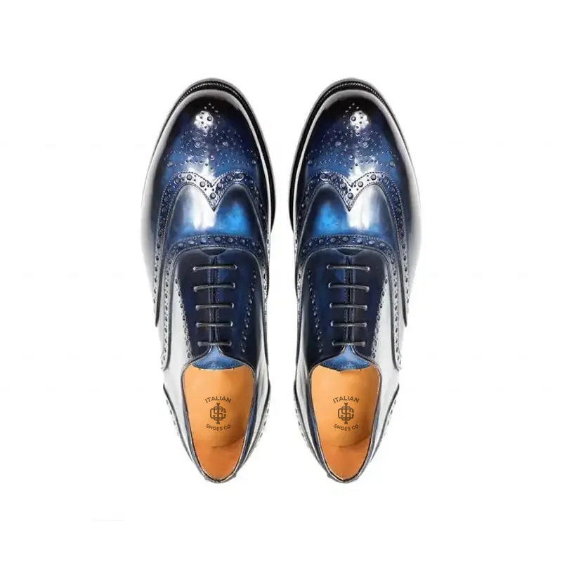 Men Wingtip Shiny Leather Oxford Shoes
