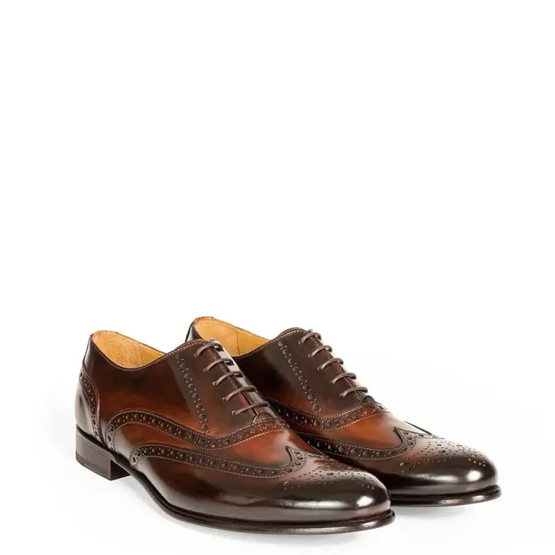 Men Wingtip Shiny Leather Oxford Shoes