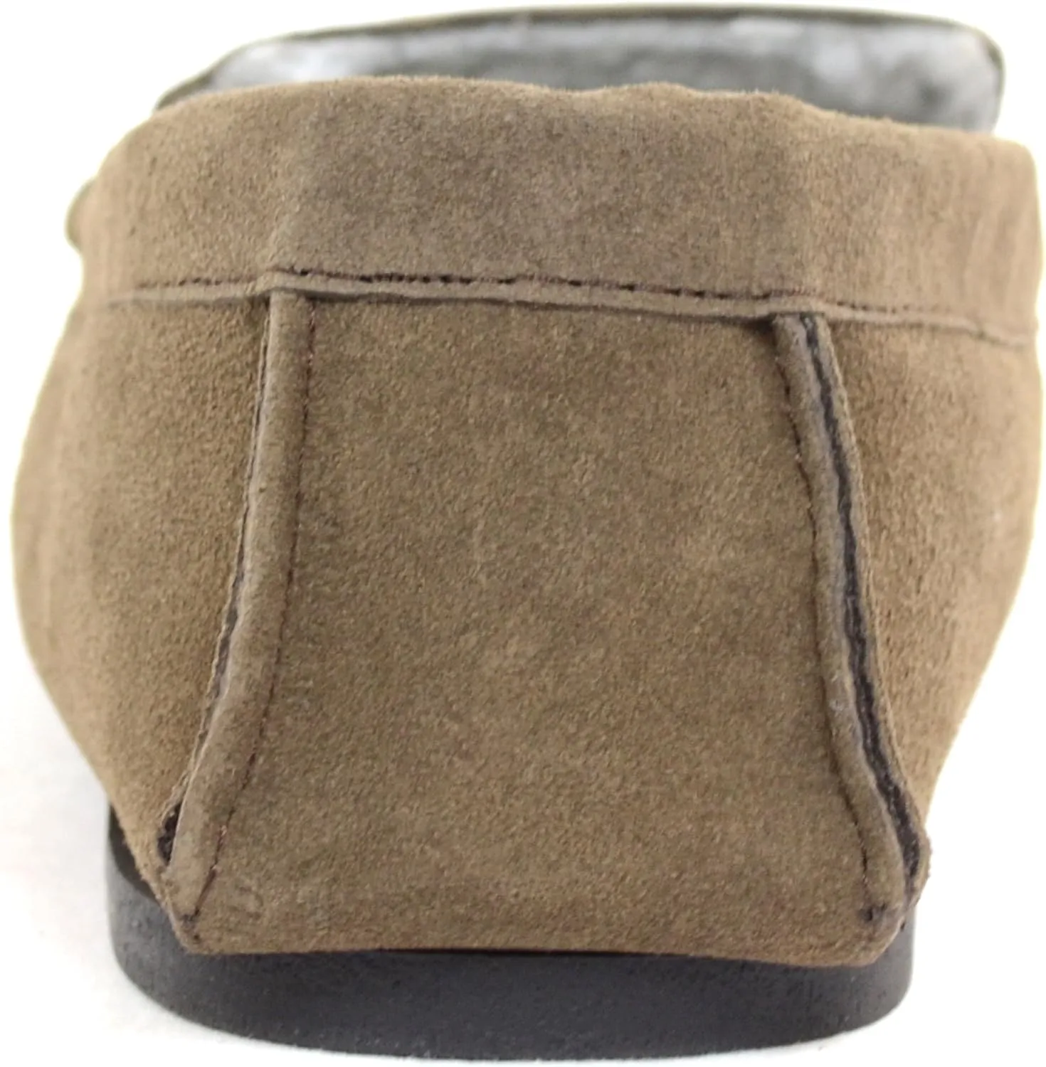 Mens Berber Fleece Lined Moccasin Slipper with Non-Slip Rubber Sole