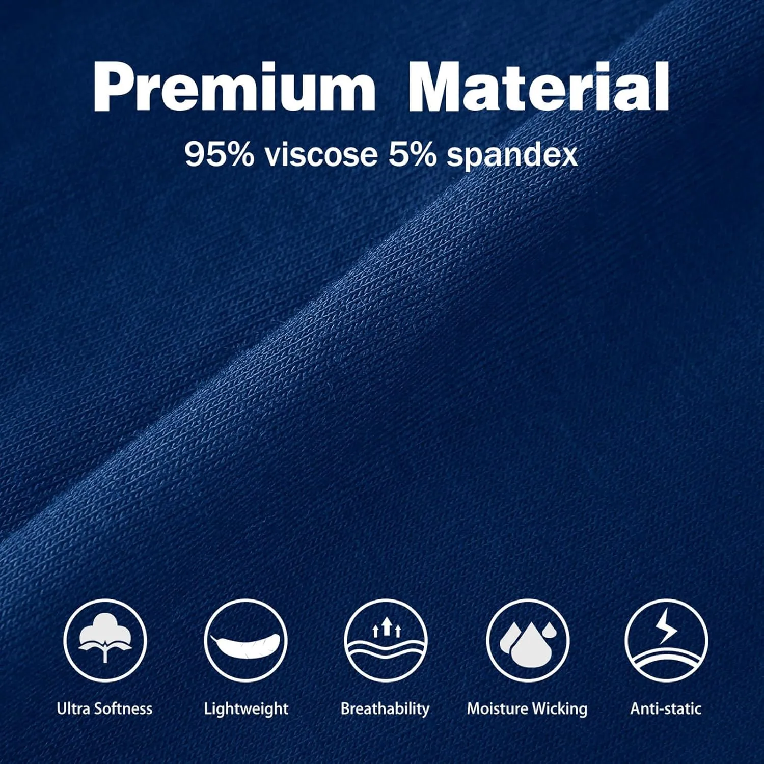 Men's Breathable Viscose Moisture Wicking No Roll Waistband Tagless Underwear Boxer Briefs, Pack of 5