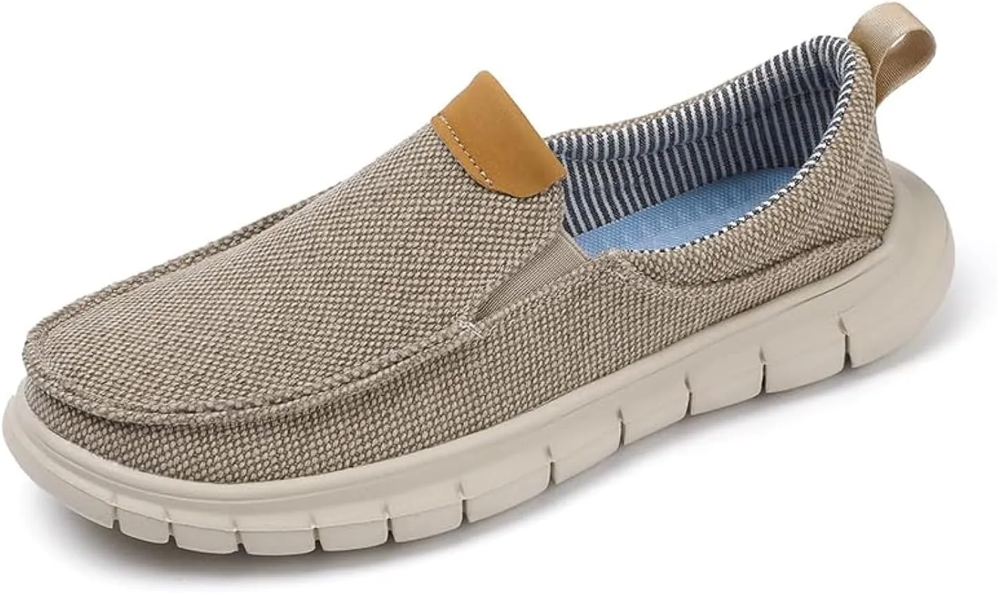 Men's Canvas Slip on Casual Loafers Flat Sneakers Walking Boat Shoes