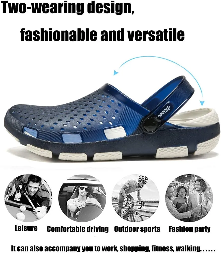 Men's Classic Clogs Garden Shoes Anti-Slip Casual Water Shoe Beach Shower Sandals Summer Slippers