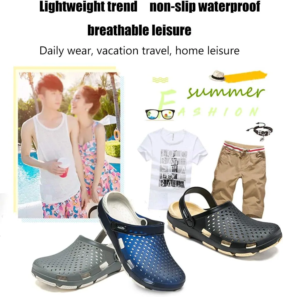 Men's Classic Clogs Garden Shoes Anti-Slip Casual Water Shoe Beach Shower Sandals Summer Slippers