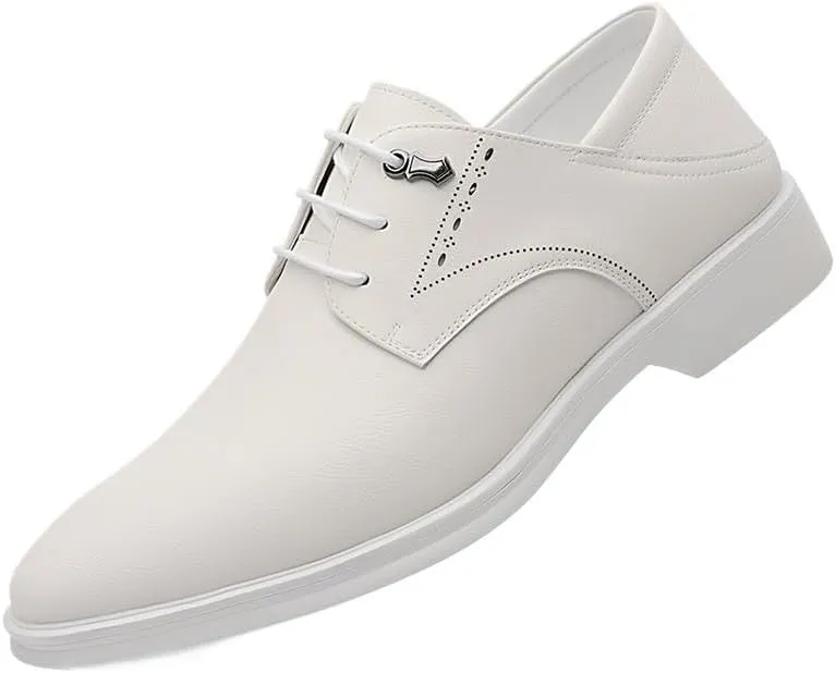 Men's Classic Lace-up Formal Oxfords Shoes Retro Comfortable Business Lace-up Derby Shoes Classic Pointed Toe Shiny Dress Shoes