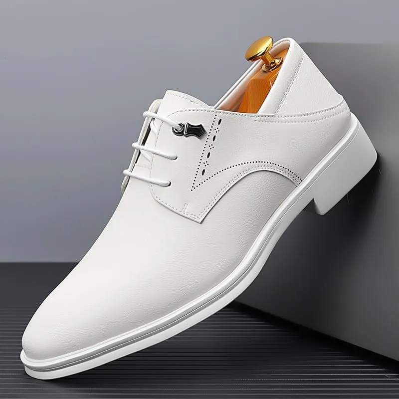 Men's Classic Lace-up Formal Oxfords Shoes Retro Comfortable Business Lace-up Derby Shoes Classic Pointed Toe Shiny Dress Shoes