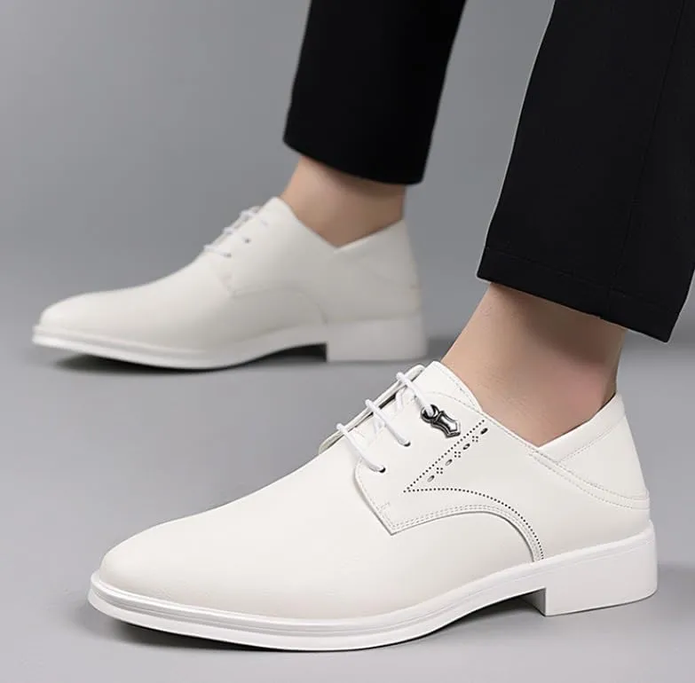Men's Classic Lace-up Formal Oxfords Shoes Retro Comfortable Business Lace-up Derby Shoes Classic Pointed Toe Shiny Dress Shoes