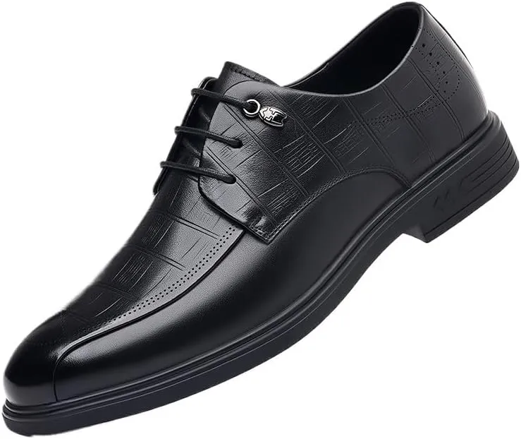 Men's Classic Pointed Toe Oxford Shoes - Shiny Checkered Tuxedo Dress Shoes for Business and Formal Events
