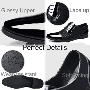 Men's Dress Shoes Patent Leather Oxfords Classic Lace-up Formal Tuxedo Shoes Business Wedding Derby Shoes Cap Toe Fashion