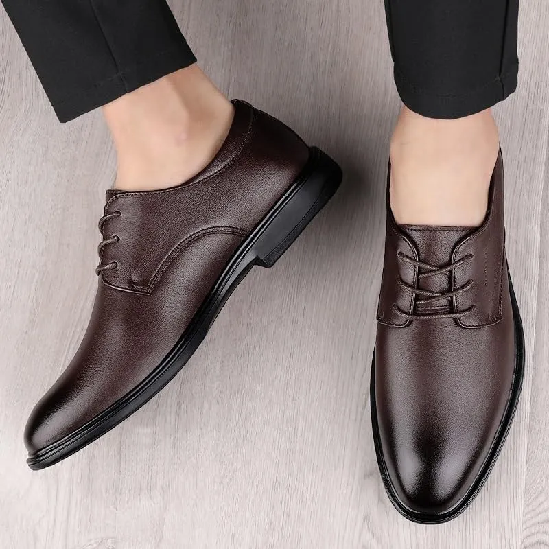 Men's Dress Shoes, Slip-on PU Leather Shoes Plus Size Point Toe Business Casual Oxford Shoes for Wedding