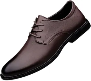 Men's Dress Shoes, Slip-on PU Leather Shoes Plus Size Point Toe Business Casual Oxford Shoes for Wedding