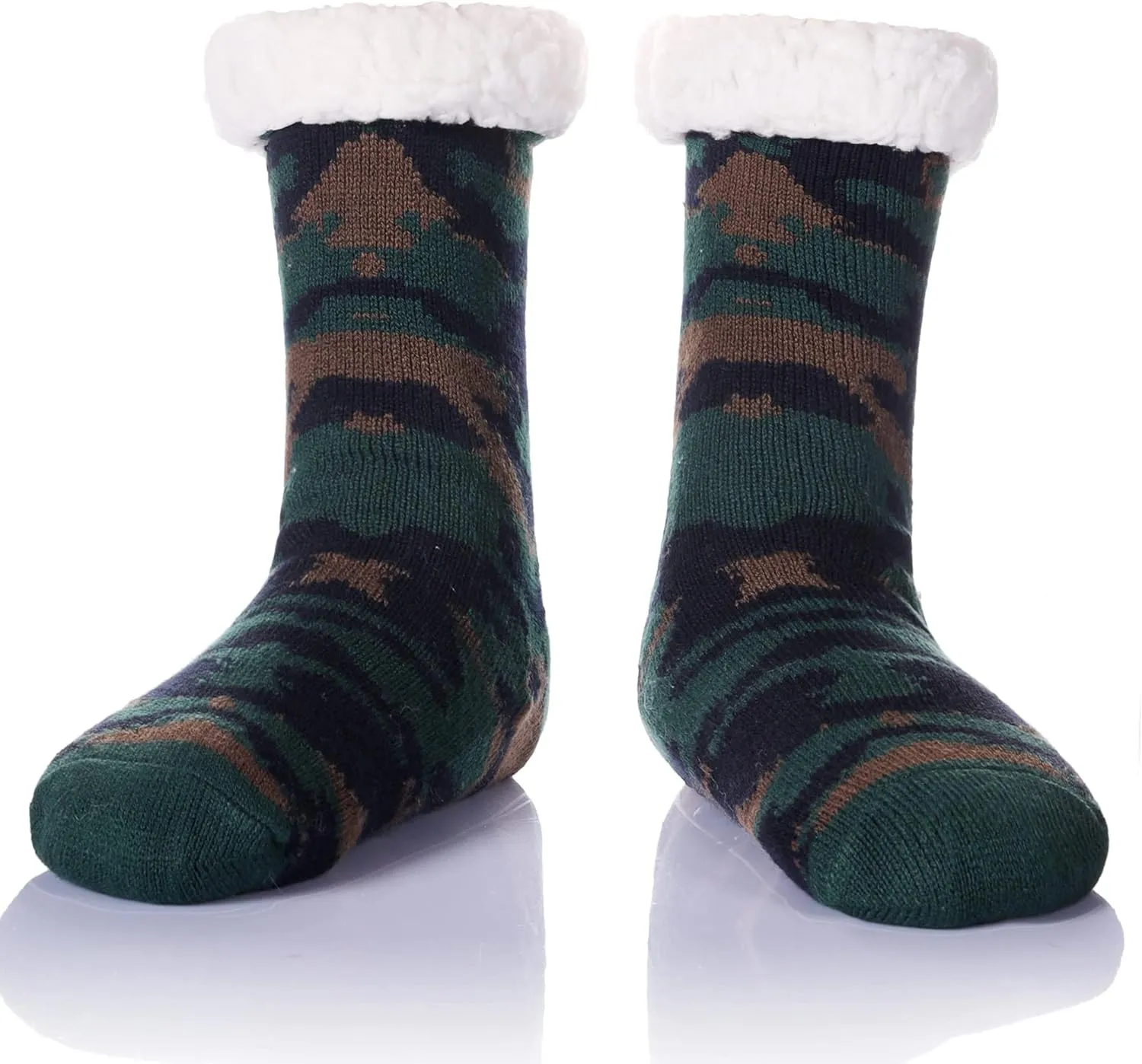 Men's Fleece Lined Cozy Extra Thick Slipper Socks Winter Non-Slip Fuzzy Home Sleeping Stockings