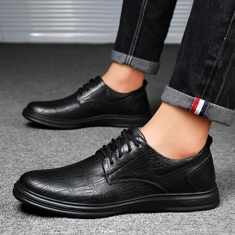 Men's Genuine Leather Oxford Shoes Classic Lace-Up Formal Business & Wedding Dress Shoes for Men