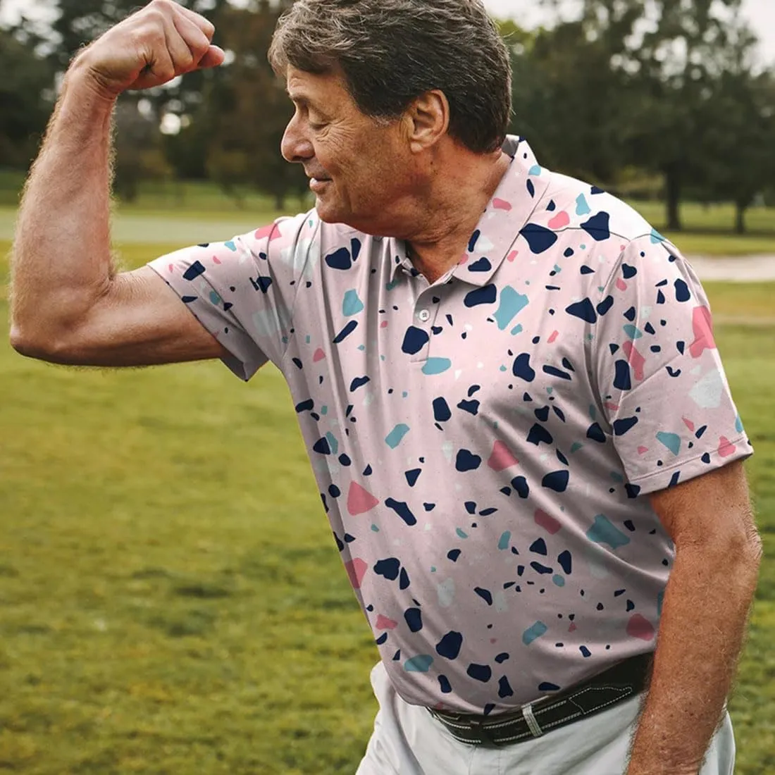 Mens Golf Shirt Print Polo Shirts for Men Performance Polo Quick-Dry