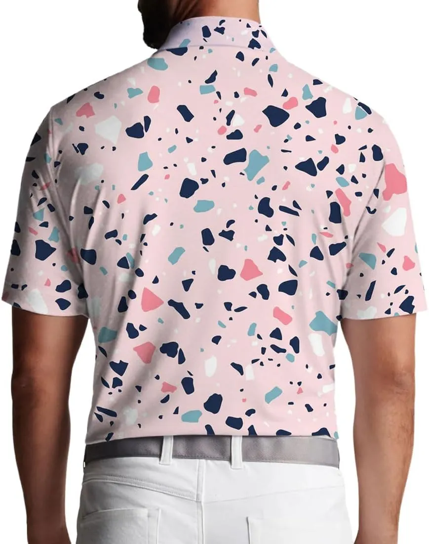 Mens Golf Shirt Print Polo Shirts for Men Performance Polo Quick-Dry