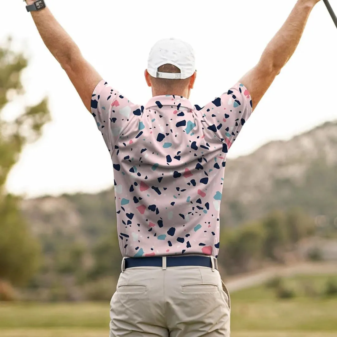 Mens Golf Shirt Print Polo Shirts for Men Performance Polo Quick-Dry