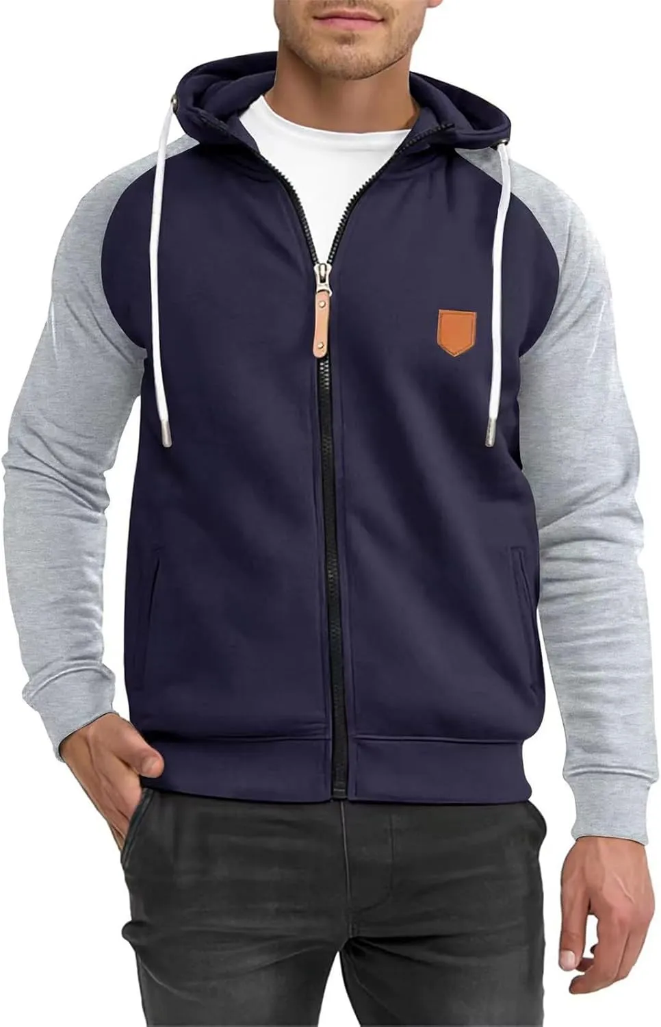 Men's Hoodies Fashion Hooded Sweatshirts Training Long Sleeve Hoodies Casual Zip Up Hoodies Fall Pullover