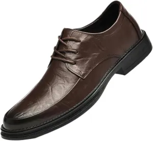 Men's Leather Fashion Wingtip Brogue Shoes Men Non-Slip Business Formal Derby Shoes Low Top Lace Up Platform Oxfords Shoes for Men(Brown,6.5)