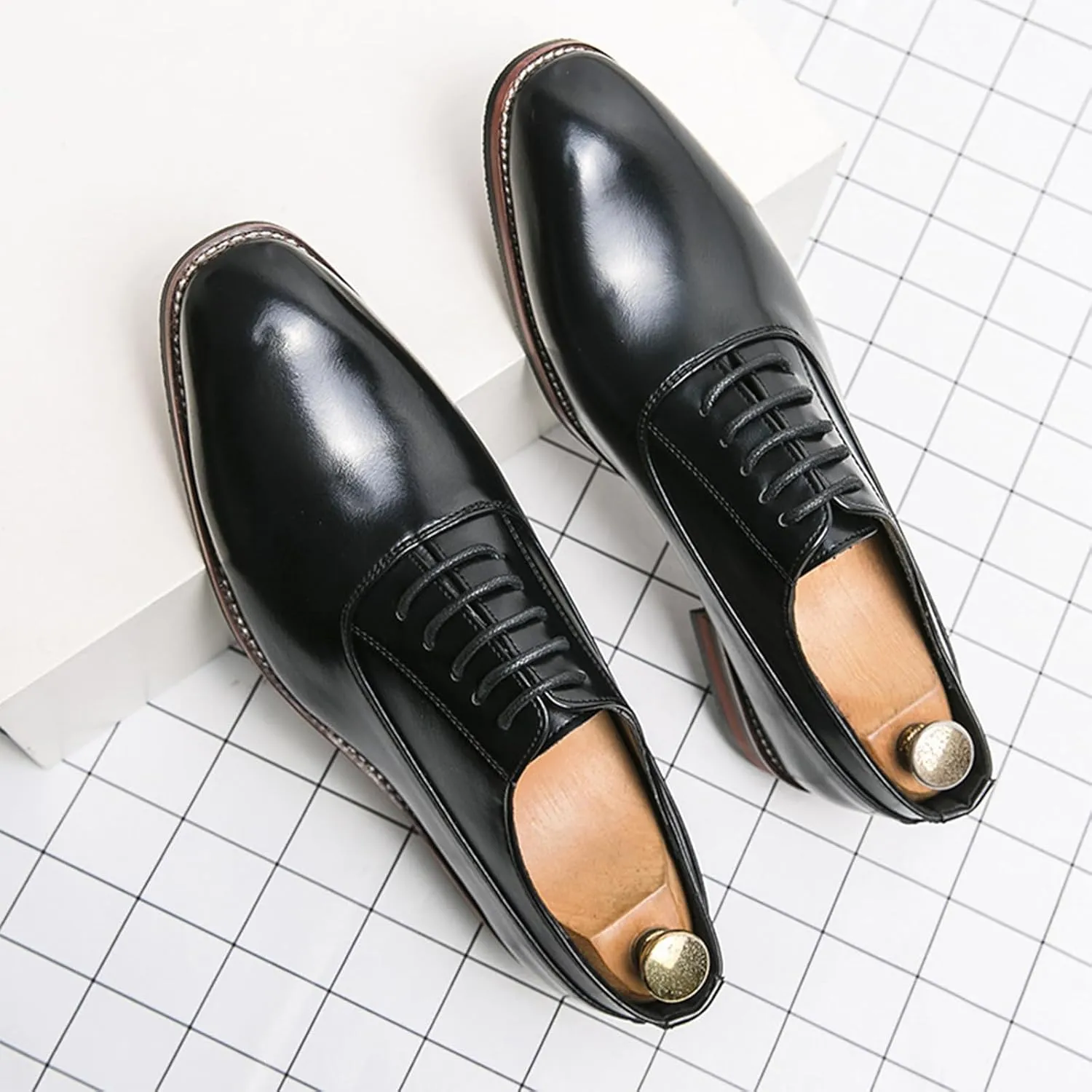 Men’s Leather Oxford Dress Shoes Classic Formal Oxfords Comfortable Business Shoes