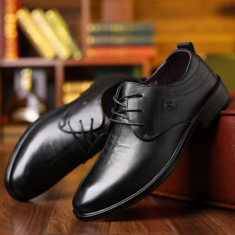 Mens Leather Shoes Modern Non Slip Casual Business Work Formal Shoes Trends Slip On Pointed Toe Classic Formal Business Shoes(8)