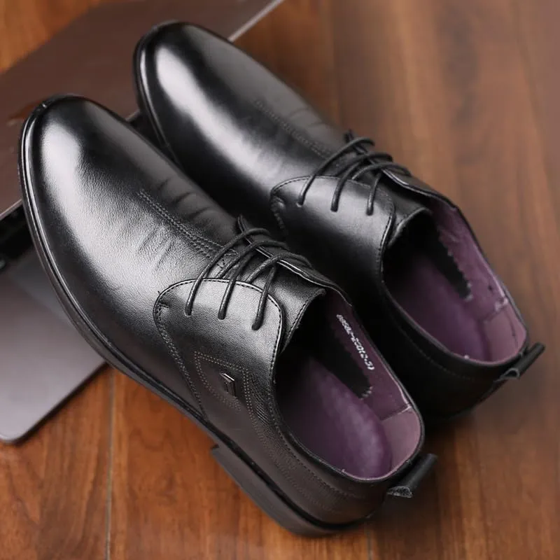 Mens Leather Shoes Modern Non Slip Casual Business Work Formal Shoes Trends Slip On Pointed Toe Classic Formal Business Shoes(8)