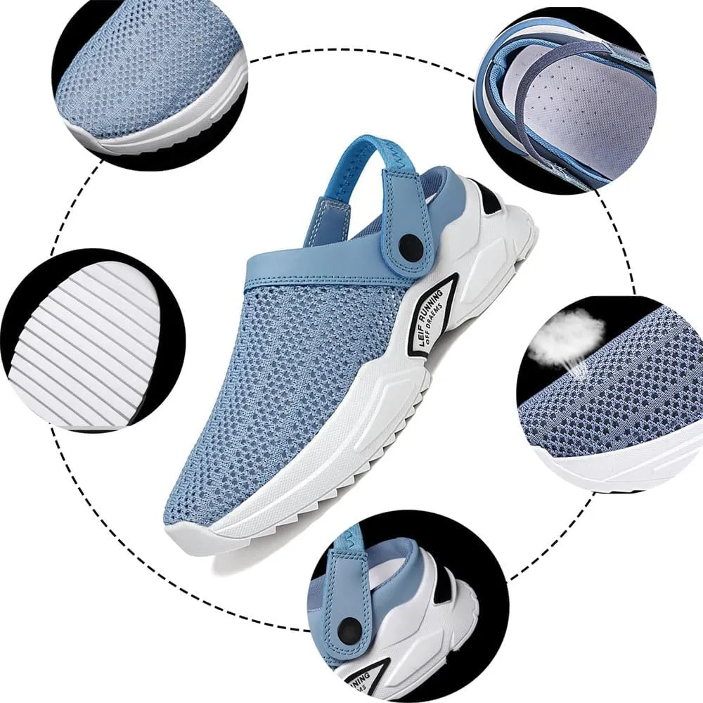 Men's Orthopedic Hollow-Out Summer Sandals, Slip On Mesh Sandals, Breathable, Arch Support, Blue