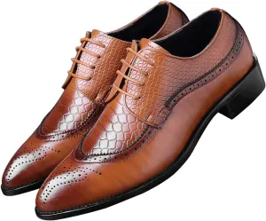 Men's Oxfords Wingtip Formal Leather Prom Dress Wedding Shoes for Men Black Brown Red
