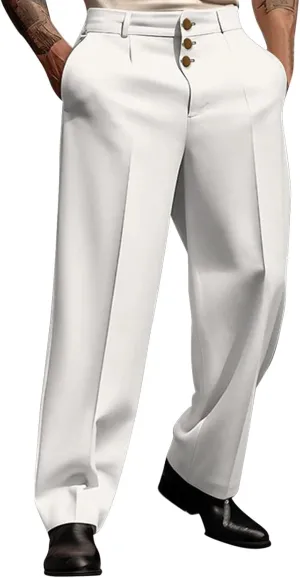 Mens Pleated Front Casual Work Pants Wrinkle-Free Regular Fit Work Dress Pants Big and Tall Stretch Chinos Trousers