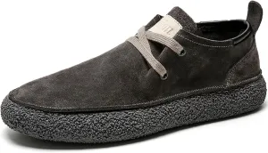 Men's Retro Suede Soft Sole Lace-Up Board Shoes Fashionable and Comfortable Non-Slip Flat Walking Shoes Classic Modern Brushed Leather Oxfords