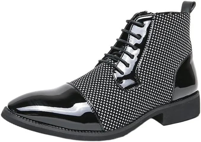 Men's Shiny Patent Leather Dress Shoes Casual Business Oxford Derby Shoes Mens Business Office Wedding Formal Modern Oxfords