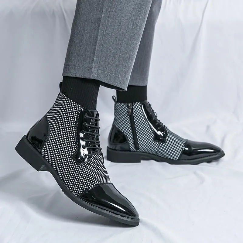 Men's Shiny Patent Leather Dress Shoes Casual Business Oxford Derby Shoes Mens Business Office Wedding Formal Modern Oxfords