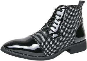 Men's Shiny Patent Leather Dress Shoes Casual Business Oxford Derby Shoes Mens Business Office Wedding Formal Modern Oxfords