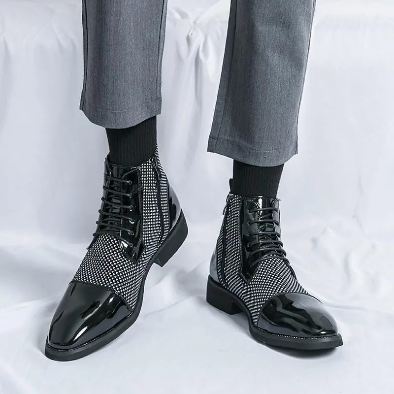 Men's Shiny Patent Leather Dress Shoes Casual Business Oxford Derby Shoes Mens Business Office Wedding Formal Modern Oxfords