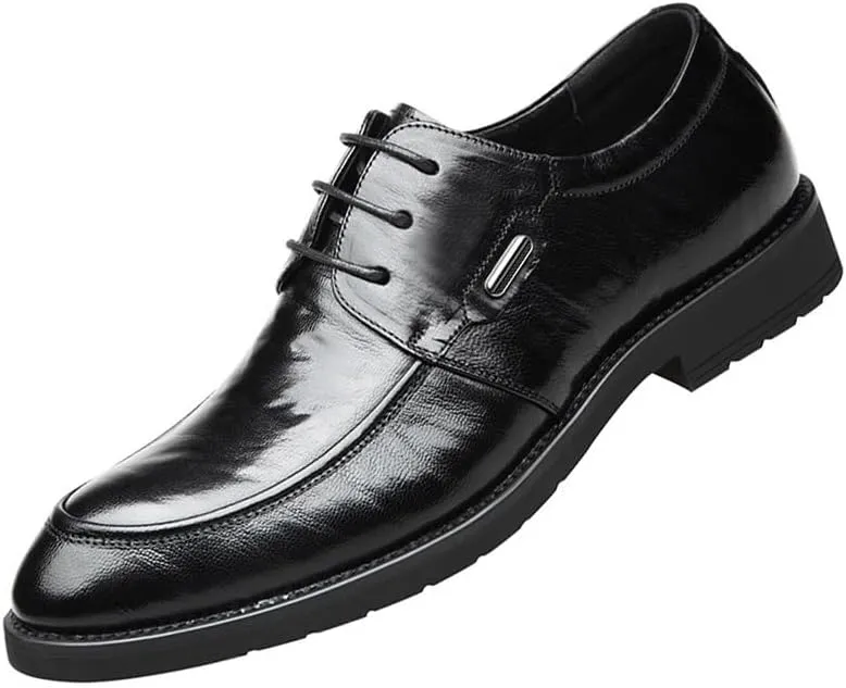 Men's Shiny Patent Leather Dress Shoes Height Increasing Non-Slip Softsole Walking Oxford Shoes Mens Weeding Prom Derby Shoes
