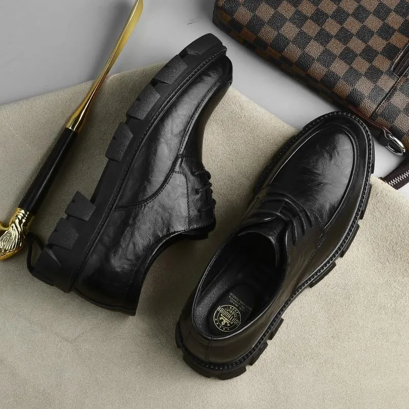 Men's Shiny Patent Leather Dress Shoes Platform Oxford Shoes for Weddings, Parties, Work, Church, Professionals