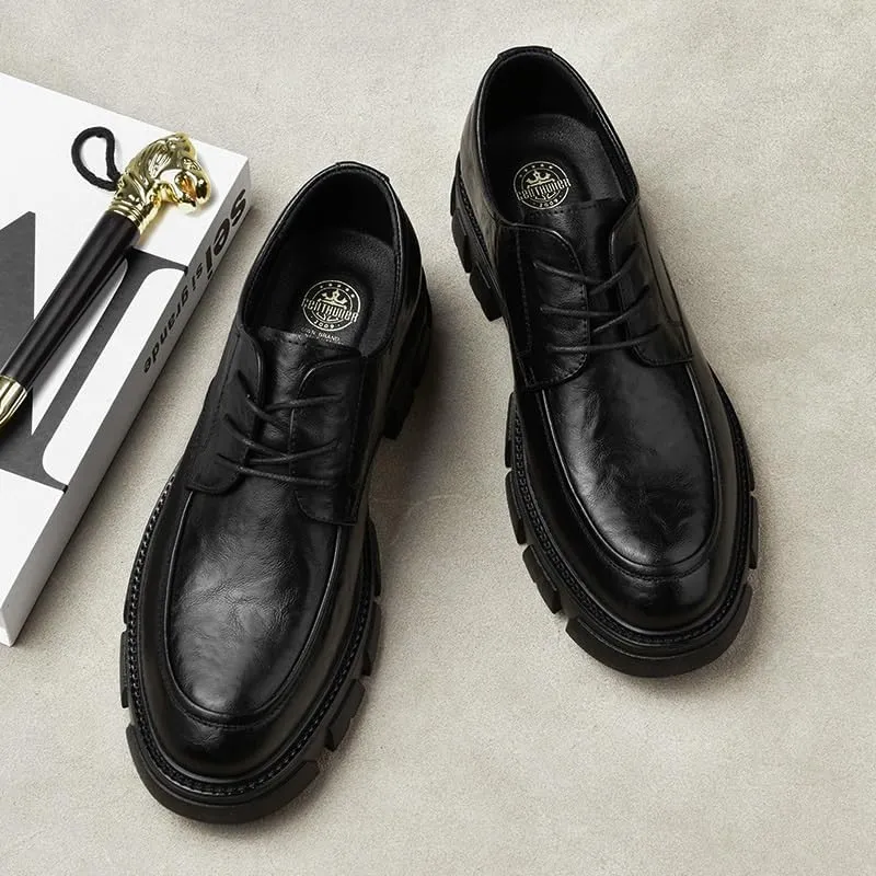 Men's Shiny Patent Leather Dress Shoes Platform Oxford Shoes for Weddings, Parties, Work, Church, Professionals
