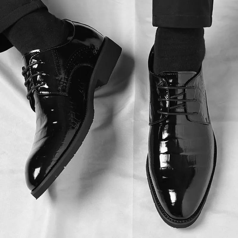 Mens Shiny Pointed Toe Dress Shoes Summer British Style Oxford Shoes Business Formal Office Wedding Shoes(6.5)