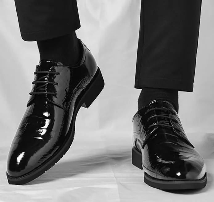 Mens Shiny Pointed Toe Dress Shoes Summer British Style Oxford Shoes Business Formal Office Wedding Shoes(6.5)