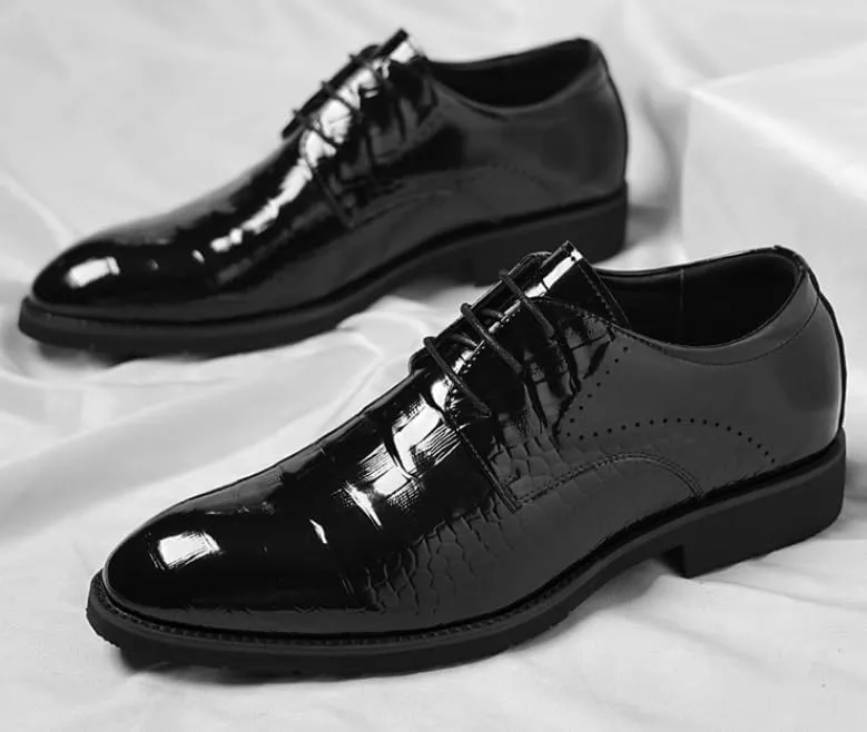 Mens Shiny Pointed Toe Dress Shoes Summer British Style Oxford Shoes Business Formal Office Wedding Shoes(6.5)